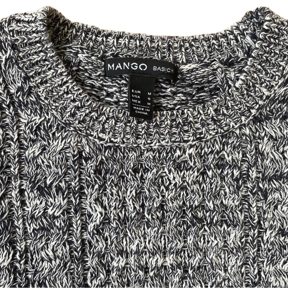 Mango Basics Cotton Sweater, Black & White Melange Knit, Women’s Size Small - Picture 5 of 6